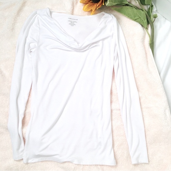 White Cowl Neck Long Sleeve Top - Picture 3 of 8